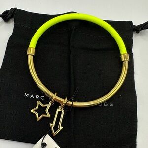 Marc Jacobs Rare Gold Neon Bangle Bracelet w/ Charms + Dust Bag $68 Retail
